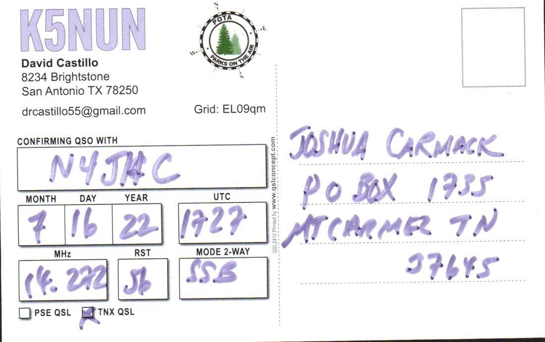 K5NUN QSL back