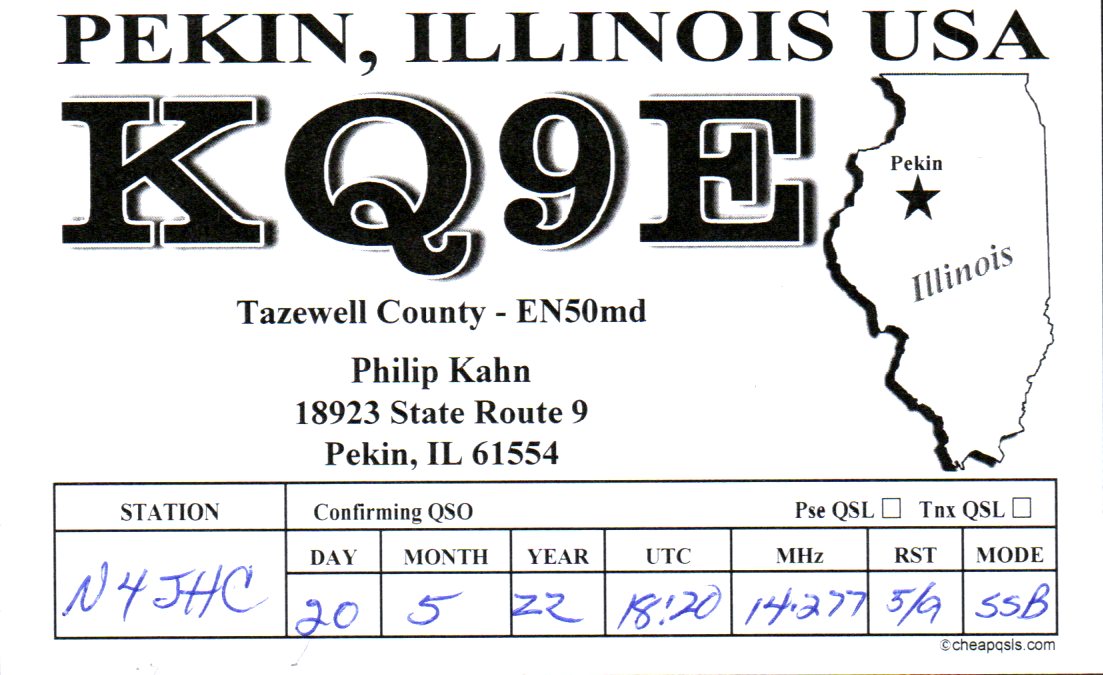 KQ9E QSL front
